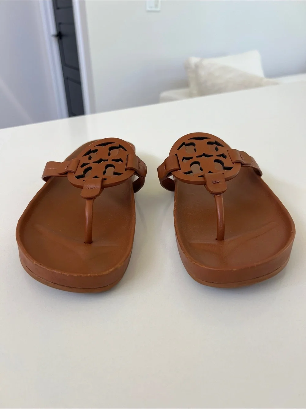 Tory Burch miller cloud nappa leather bourbon miele sandals size 7.5